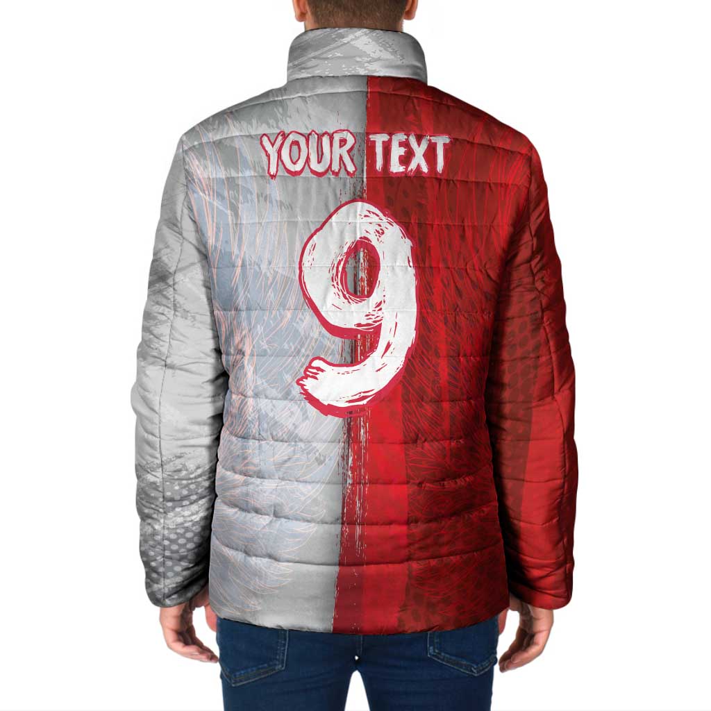 Custom Polish Football Padded Jacket Eagle Wings Grunge Sporty Half Style - Wonder Print Shop