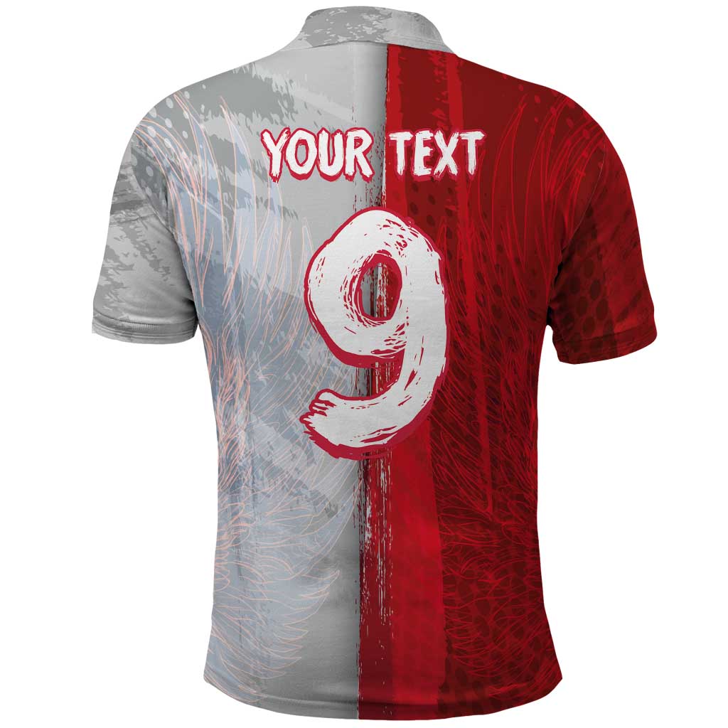 Custom Polish Football Polo Shirt Eagle Wings Grunge Sporty Half Style - Wonder Print Shop