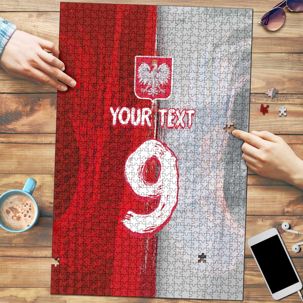 Custom Polish Football Puzzle Eagle Wings Grunge Sporty Half Style - Wonder Print Shop