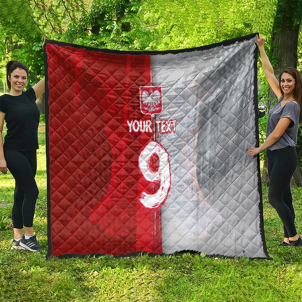 Custom Polish Football Quilt Eagle Wings Grunge Sporty Half Style - Wonder Print Shop