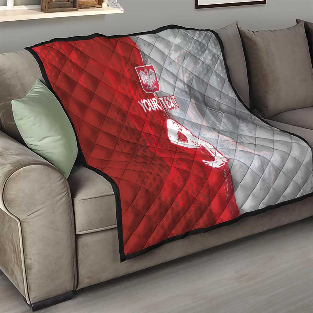 Custom Polish Football Quilt Eagle Wings Grunge Sporty Half Style - Wonder Print Shop