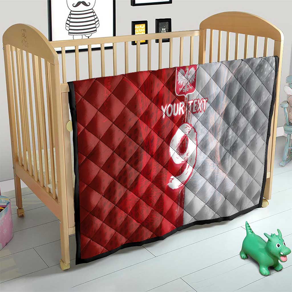 Custom Polish Football Quilt Eagle Wings Grunge Sporty Half Style - Wonder Print Shop