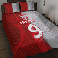 Custom Polish Football Quilt Bed Set Eagle Wings Grunge Sporty Half Style - Wonder Print Shop