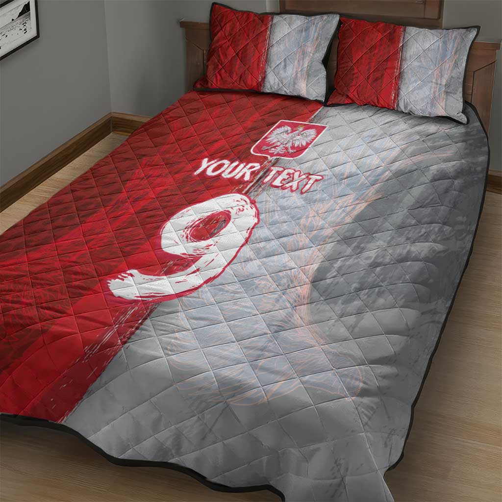 Custom Polish Football Quilt Bed Set Eagle Wings Grunge Sporty Half Style - Wonder Print Shop