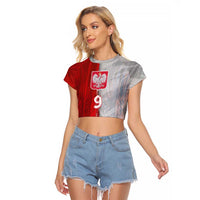 Custom Polish Football Raglan Cropped T Shirt Eagle Wings Grunge Sporty Half Style - Wonder Print Shop