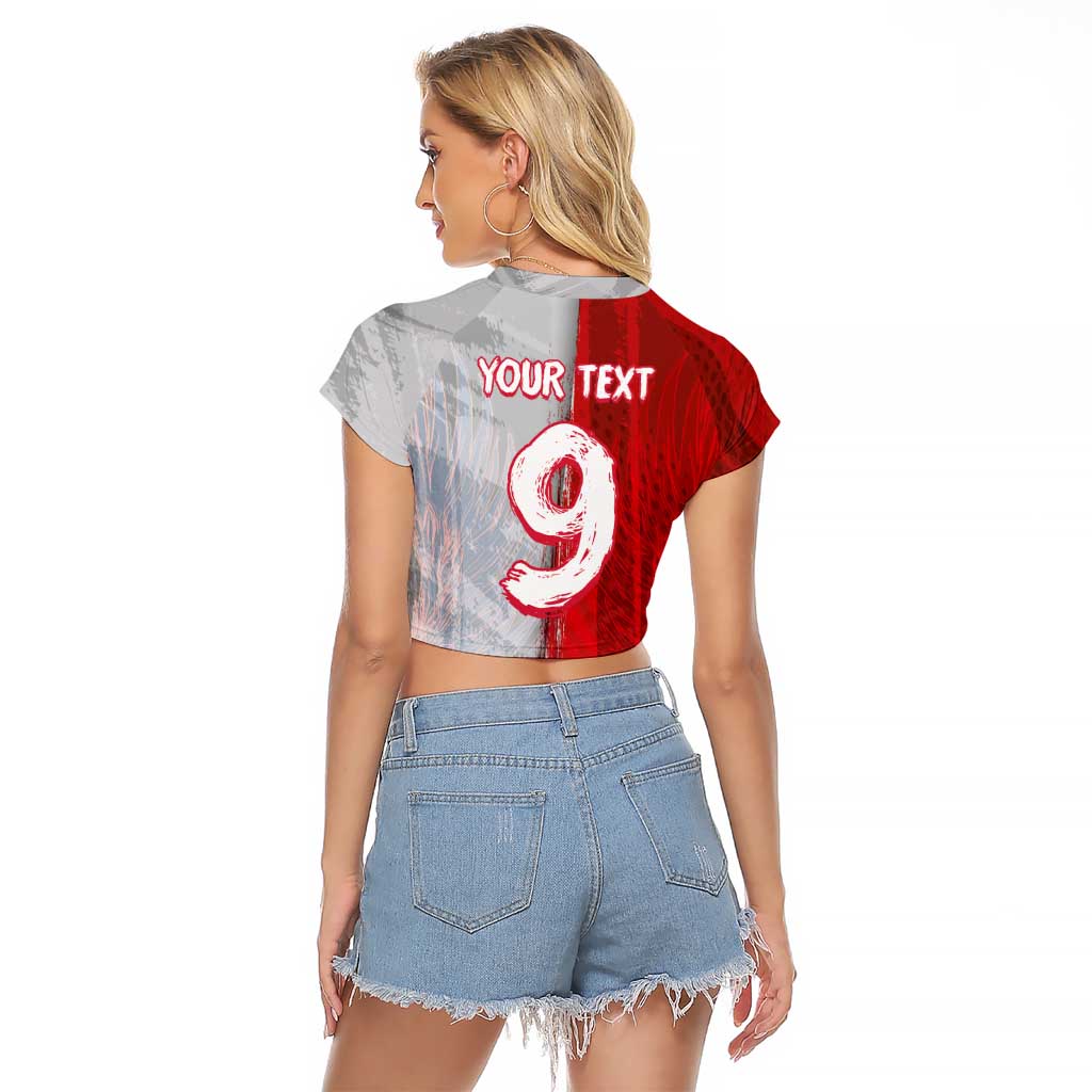Custom Polish Football Raglan Cropped T Shirt Eagle Wings Grunge Sporty Half Style - Wonder Print Shop