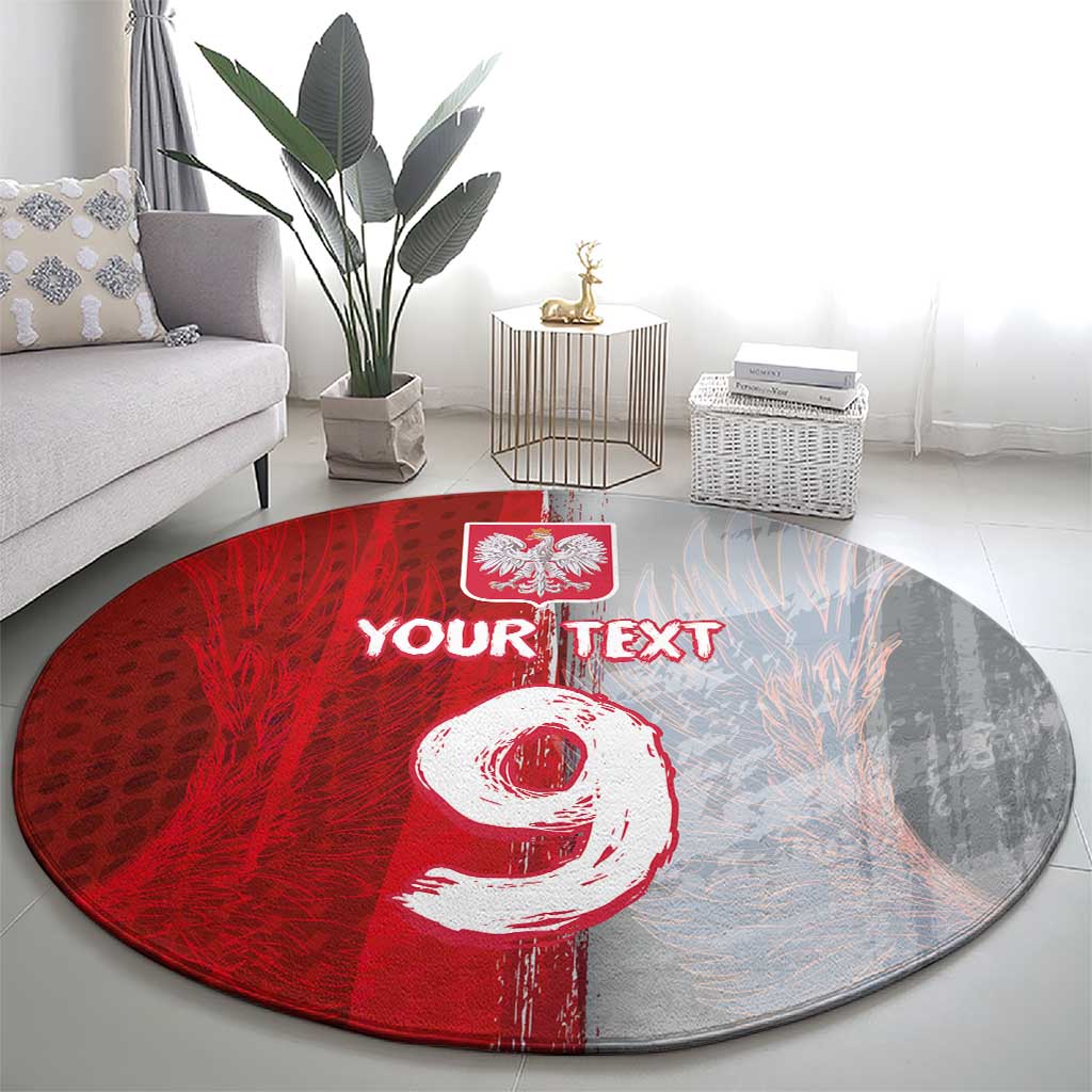 Custom Polish Football Round Carpet Eagle Wings Grunge Sporty Half Style - Wonder Print Shop