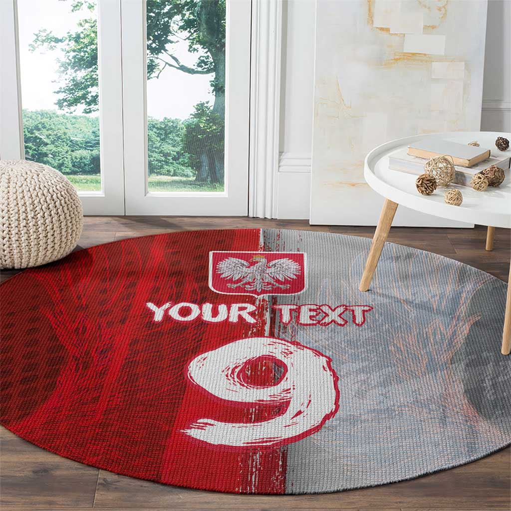Custom Polish Football Round Carpet Eagle Wings Grunge Sporty Half Style - Wonder Print Shop