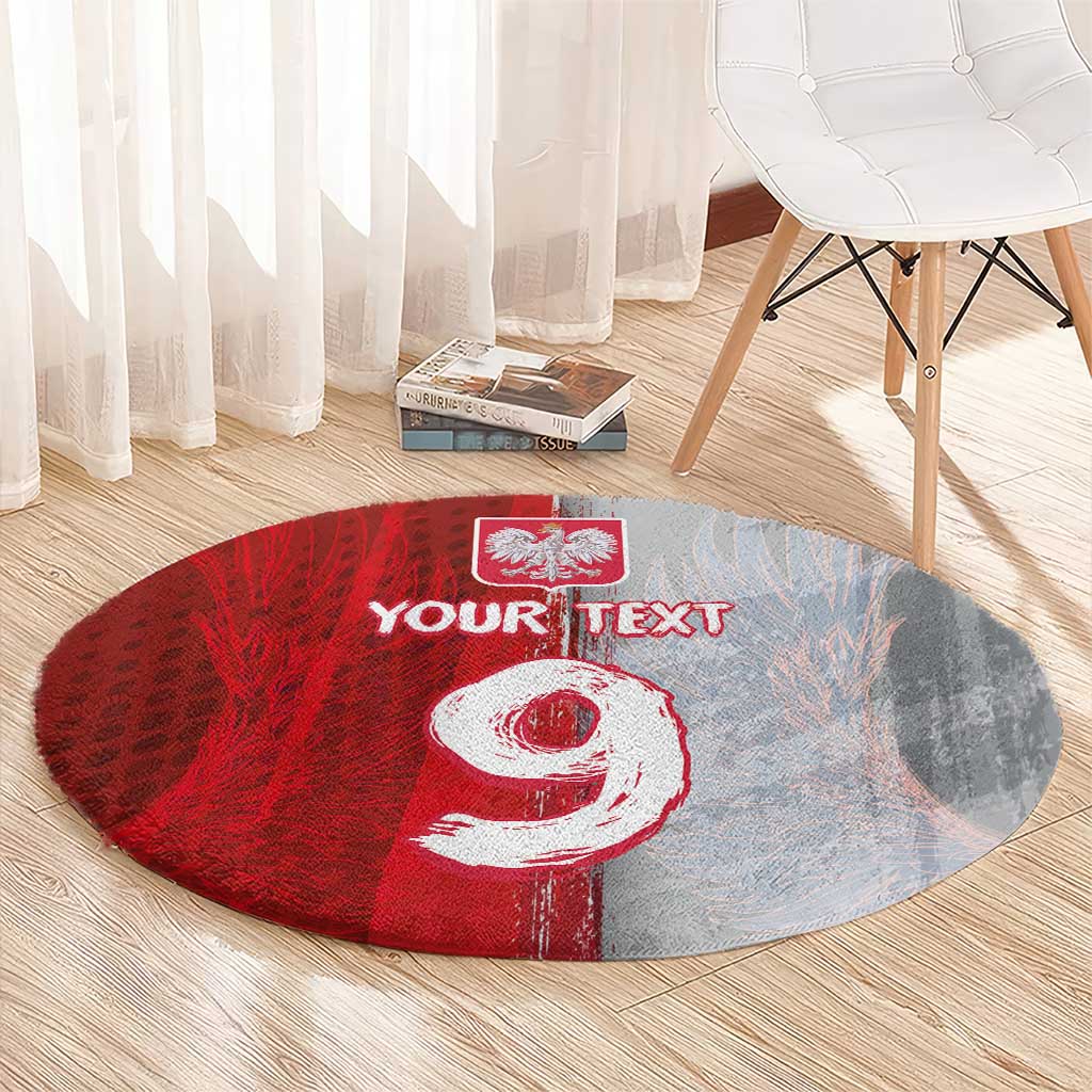 Custom Polish Football Round Carpet Eagle Wings Grunge Sporty Half Style - Wonder Print Shop