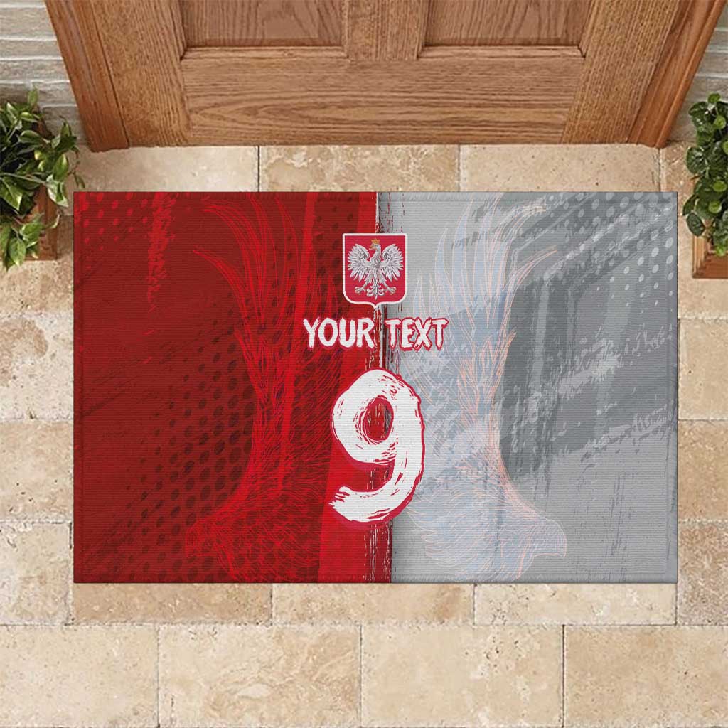 Custom Polish Football Rubber Doormat Eagle Wings Grunge Sporty Half Style - Wonder Print Shop