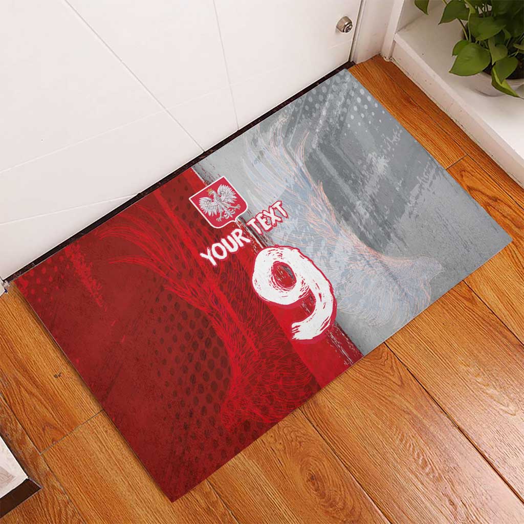 Custom Polish Football Rubber Doormat Eagle Wings Grunge Sporty Half Style - Wonder Print Shop