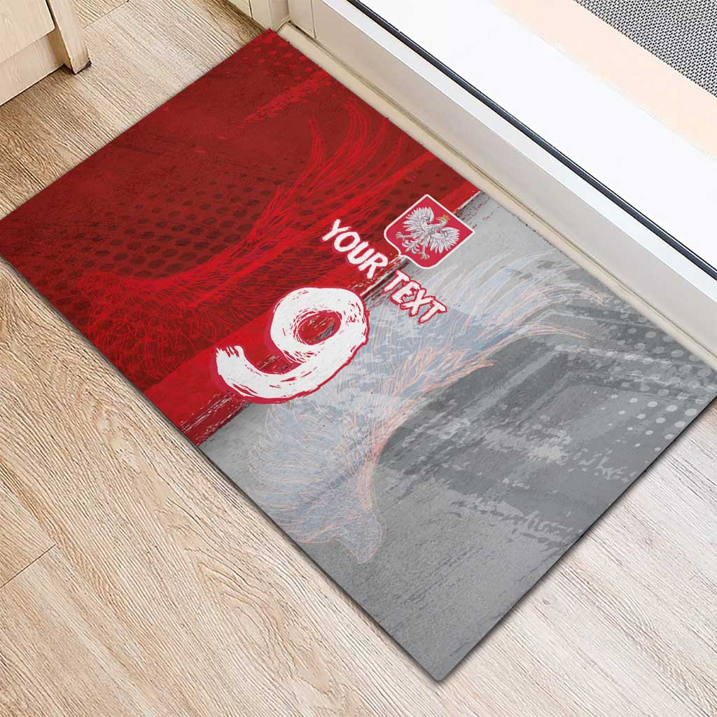 Custom Polish Football Rubber Doormat Eagle Wings Grunge Sporty Half Style - Wonder Print Shop