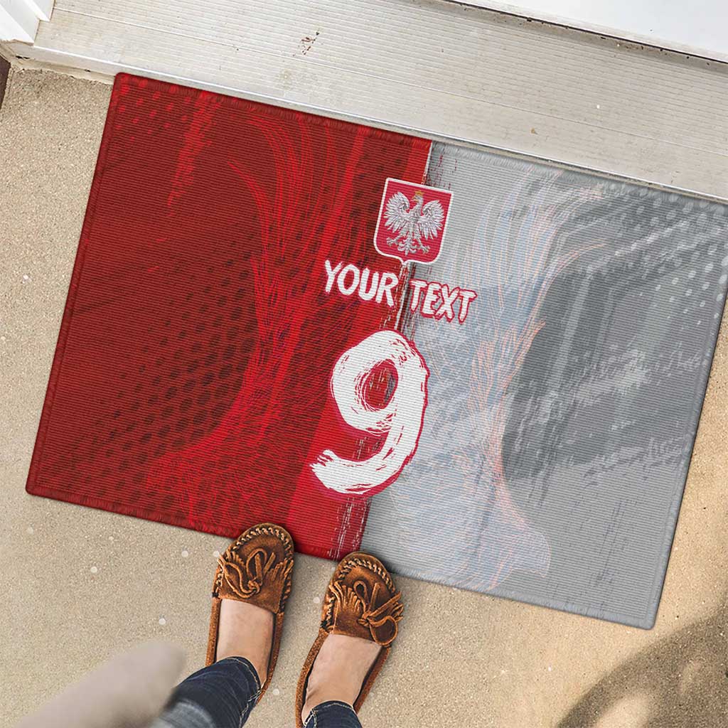 Custom Polish Football Rubber Doormat Eagle Wings Grunge Sporty Half Style - Wonder Print Shop