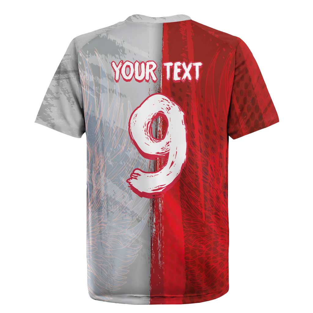 Custom Polish Football Rugby Jersey Eagle Wings Grunge Sporty Half Style - Wonder Print Shop