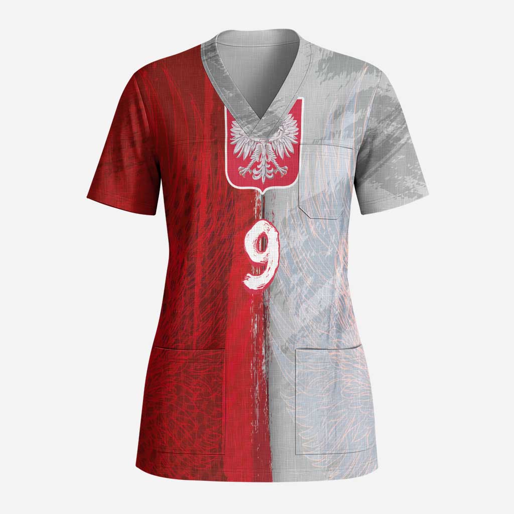 Custom Polish Football Scrub Top Eagle Wings Grunge Sporty Half Style - Wonder Print Shop