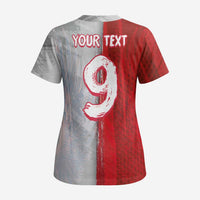 Custom Polish Football Scrub Top Eagle Wings Grunge Sporty Half Style - Wonder Print Shop