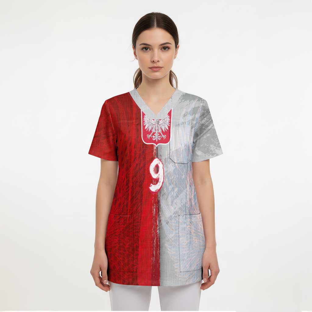 Custom Polish Football Scrub Top Eagle Wings Grunge Sporty Half Style - Wonder Print Shop