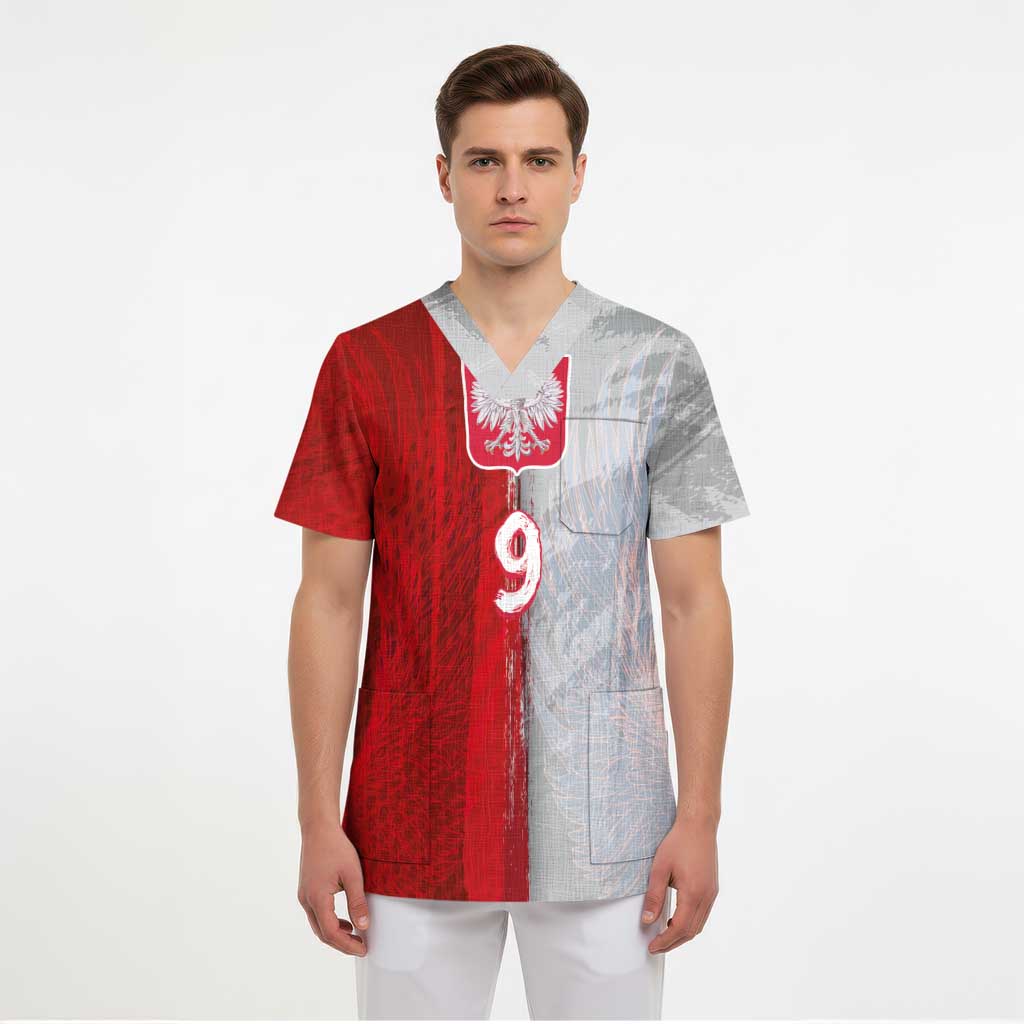 Custom Polish Football Scrub Top Eagle Wings Grunge Sporty Half Style - Wonder Print Shop