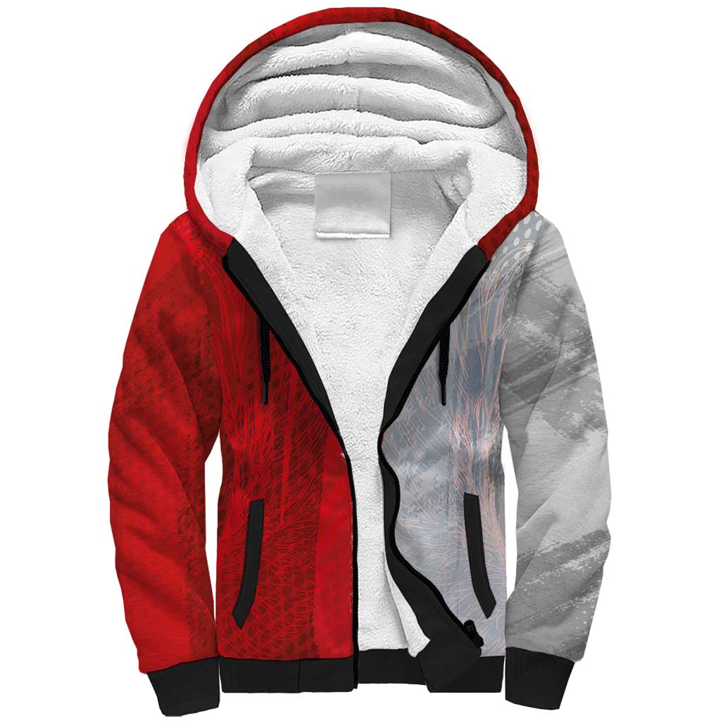 Custom Polish Football Sherpa Hoodie Eagle Wings Grunge Sporty Half Style - Wonder Print Shop