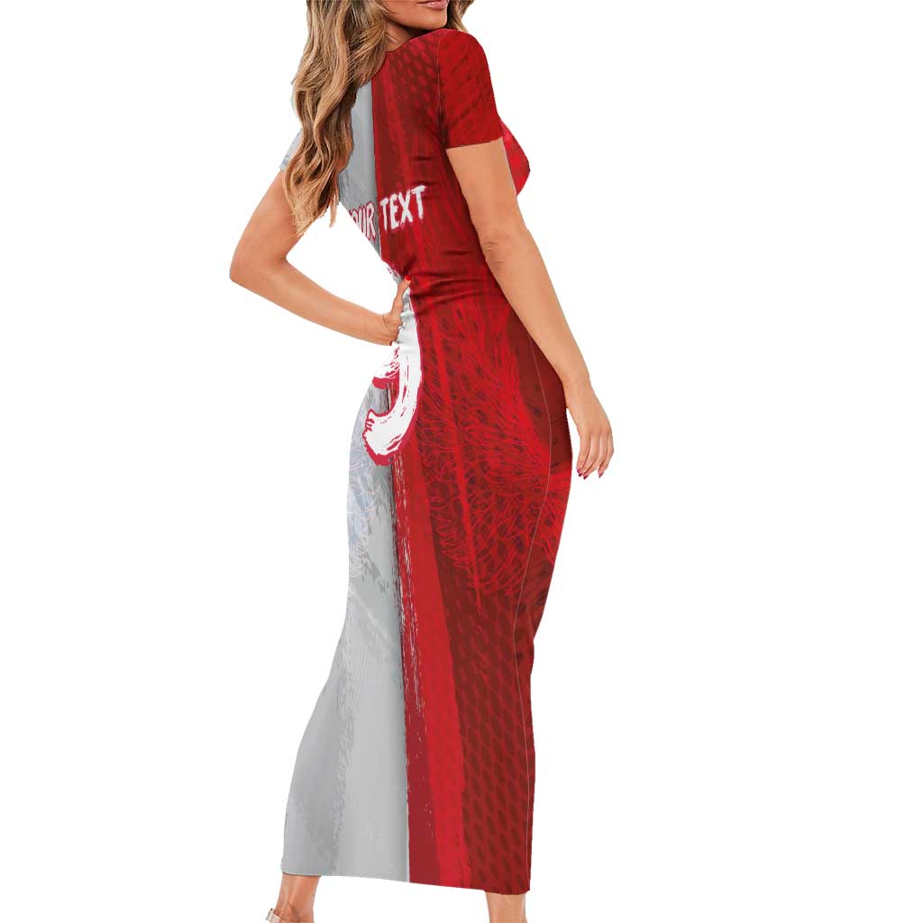 Custom Polish Football Short Sleeve Bodycon Dress Eagle Wings Grunge Sporty Half Style - Wonder Print Shop