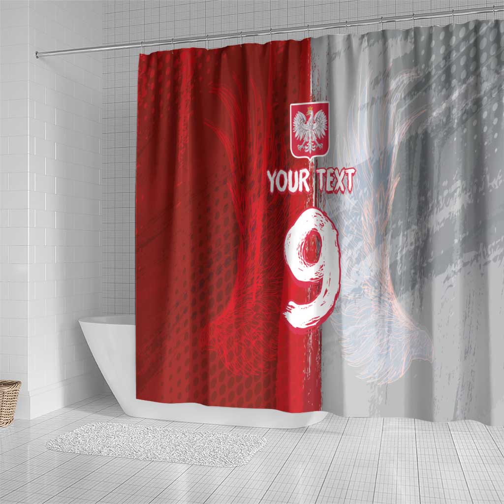 Custom Polish Football Shower Curtain Eagle Wings Grunge Sporty Half Style - Wonder Print Shop