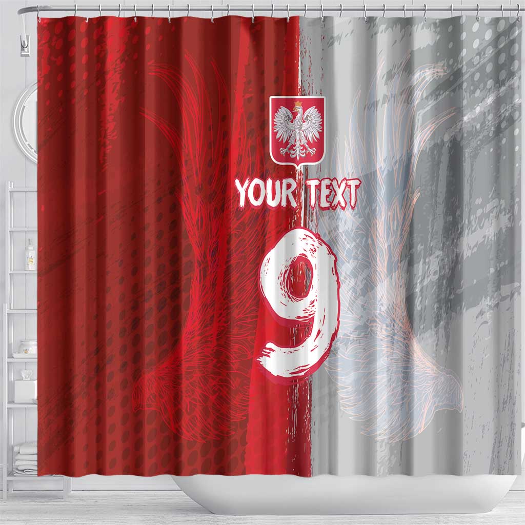 Custom Polish Football Shower Curtain Eagle Wings Grunge Sporty Half Style - Wonder Print Shop