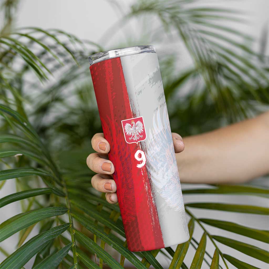 Custom Polish Football Skinny Tumbler Eagle Wings Grunge Sporty Half Style - Wonder Print Shop