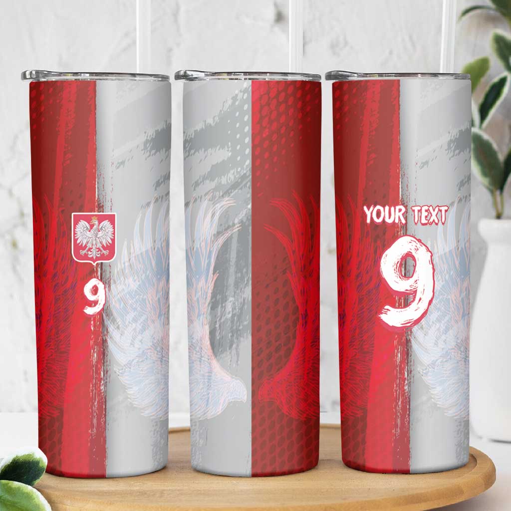 Custom Polish Football Skinny Tumbler Eagle Wings Grunge Sporty Half Style - Wonder Print Shop