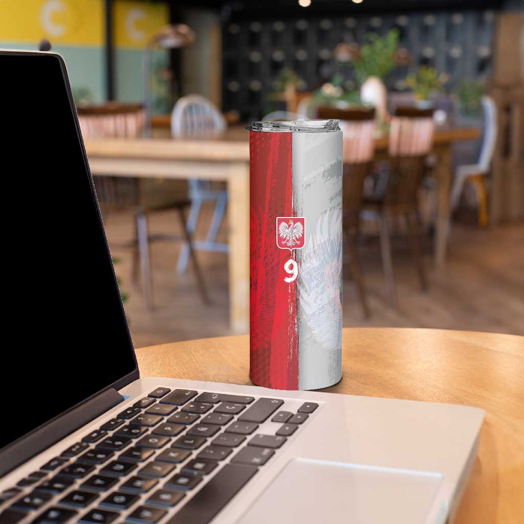 Custom Polish Football Skinny Tumbler Eagle Wings Grunge Sporty Half Style - Wonder Print Shop