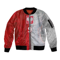 Custom Polish Football Sleeve Zip Bomber Jacket Eagle Wings Grunge Sporty Half Style - Wonder Print Shop
