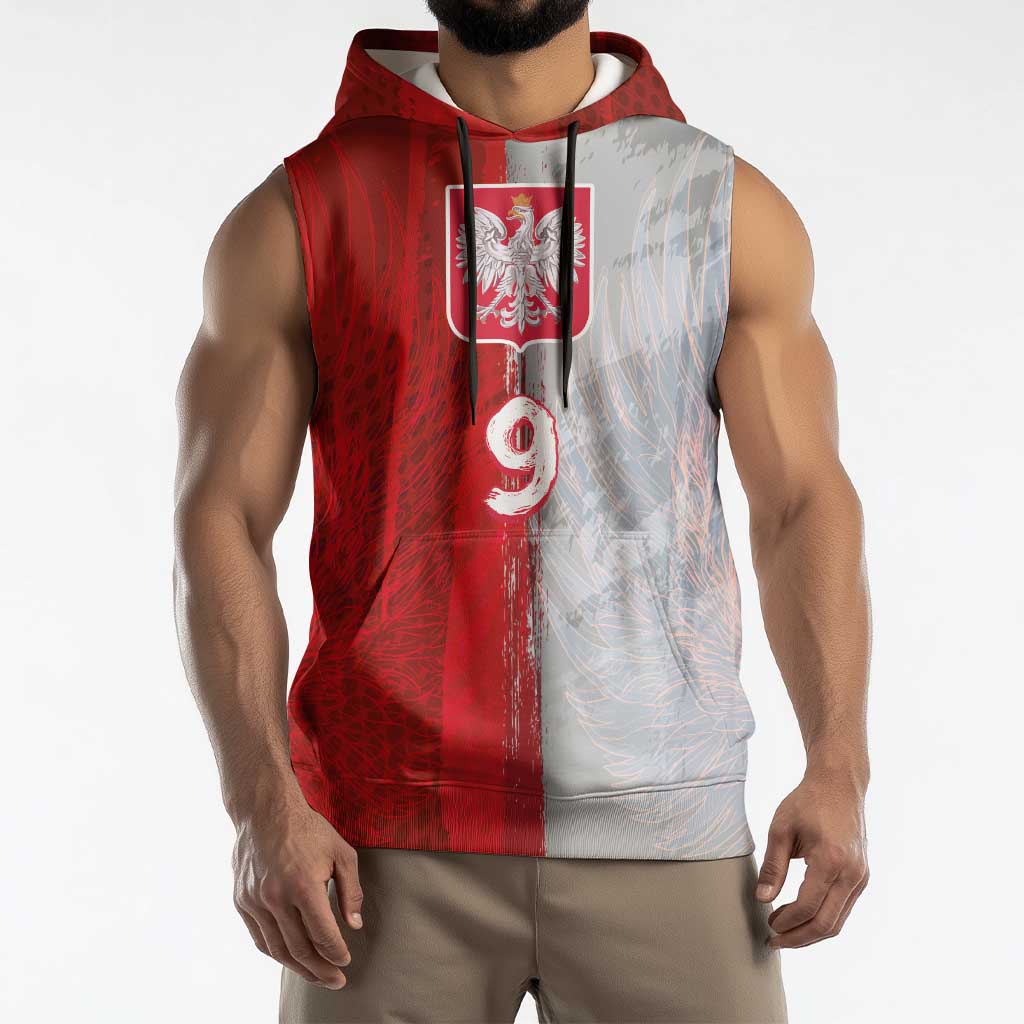 Custom Polish Football Sleeveless Hoodie Eagle Wings Grunge Sporty Half Style - Wonder Print Shop