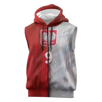 Custom Polish Football Sleeveless Zip Hoodie Eagle Wings Grunge Sporty Half Style - Wonder Print Shop