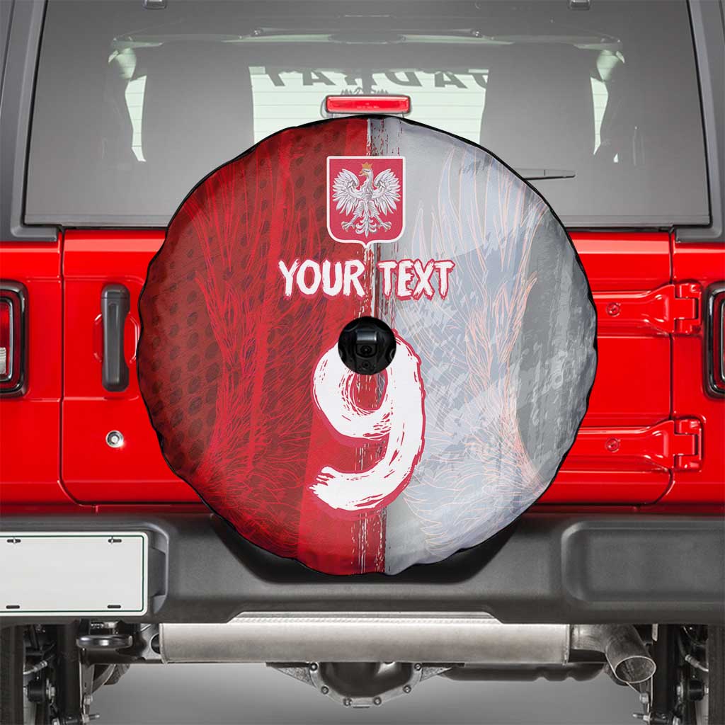 Custom Polish Football Spare Tire Cover Eagle Wings Grunge Sporty Half Style - Wonder Print Shop