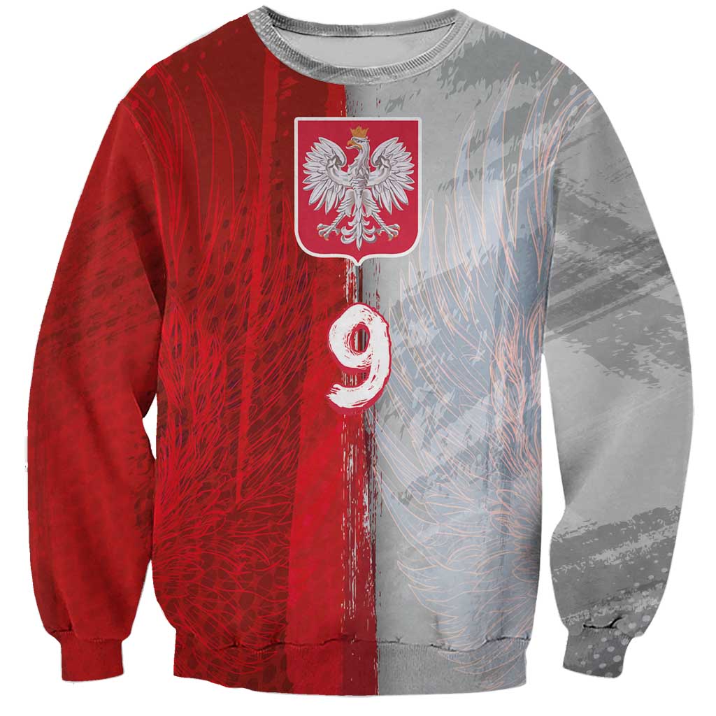 Custom Polish Football Sweatshirt Eagle Wings Grunge Sporty Half Style - Wonder Print Shop