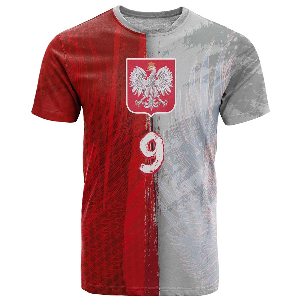 Custom Polish Football T Shirt Eagle Wings Grunge Sporty Half Style - Wonder Print Shop