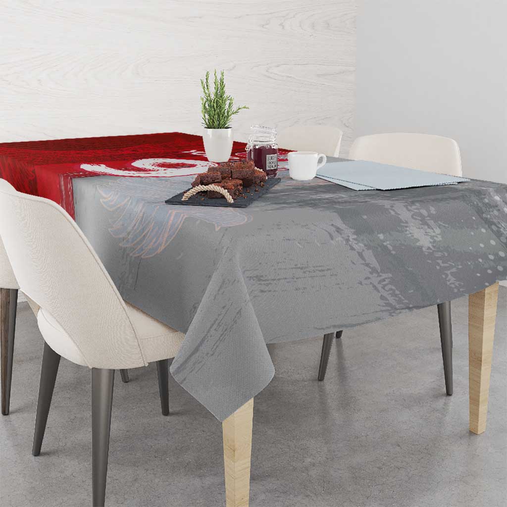 Custom Polish Football Tablecloth Eagle Wings Grunge Sporty Half Style - Wonder Print Shop