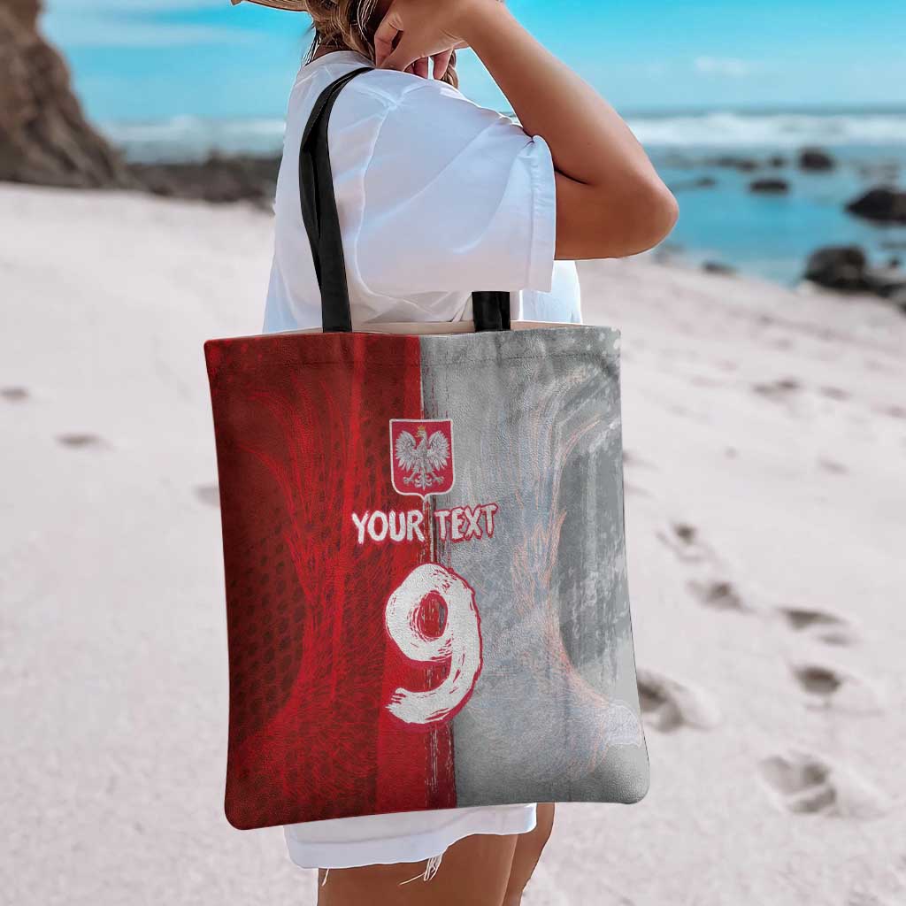 Custom Polish Football Tote Bag Eagle Wings Grunge Sporty Half Style - Wonder Print Shop