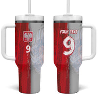 Custom Polish Football Tumbler With Handle Eagle Wings Grunge Sporty Half Style - Wonder Print Shop