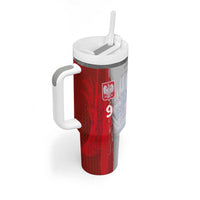 Custom Polish Football Tumbler With Handle Eagle Wings Grunge Sporty Half Style - Wonder Print Shop