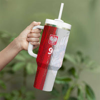 Custom Polish Football Tumbler With Handle Eagle Wings Grunge Sporty Half Style - Wonder Print Shop