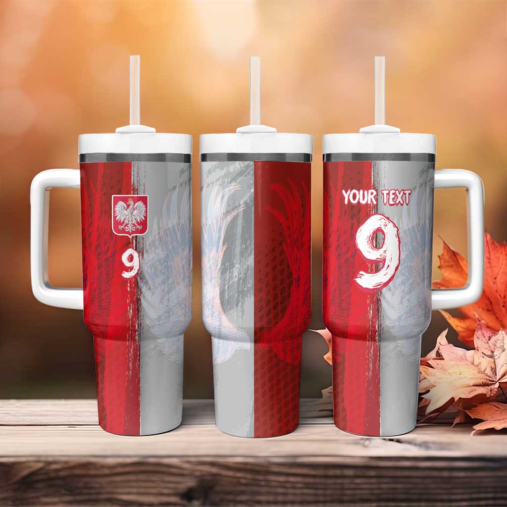 Custom Polish Football Tumbler With Handle Eagle Wings Grunge Sporty Half Style - Wonder Print Shop