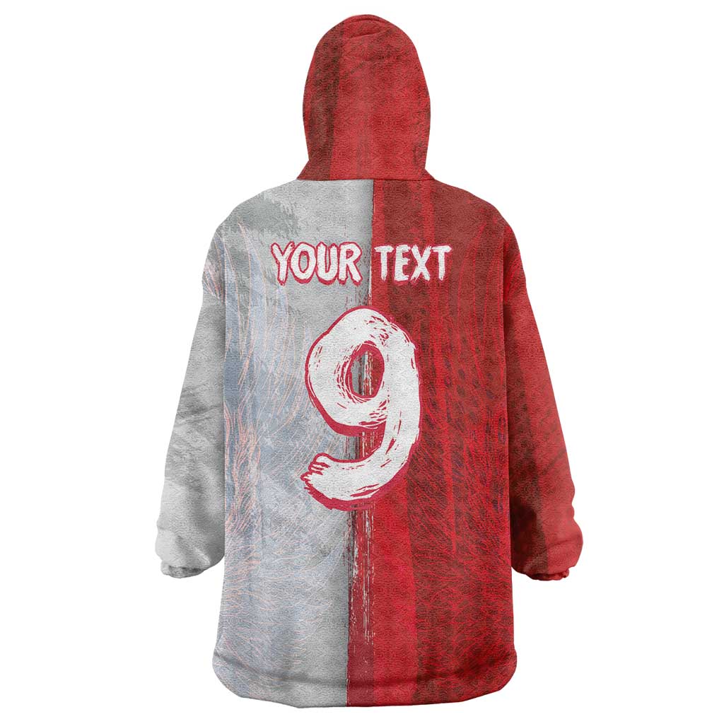 Custom Polish Football Wearable Blanket Hoodie Eagle Wings Grunge Sporty Half Style - Wonder Print Shop