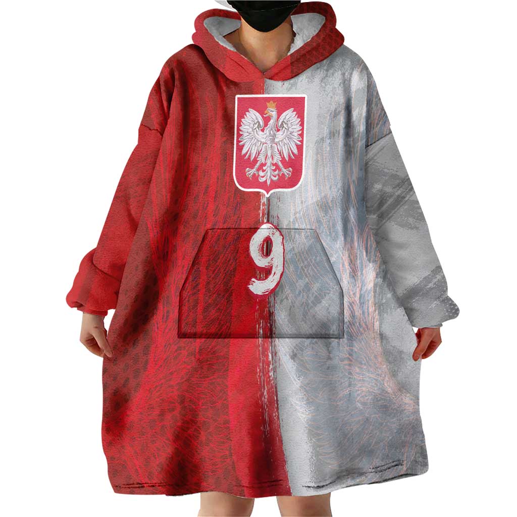 Custom Polish Football Wearable Blanket Hoodie Eagle Wings Grunge Sporty Half Style - Wonder Print Shop