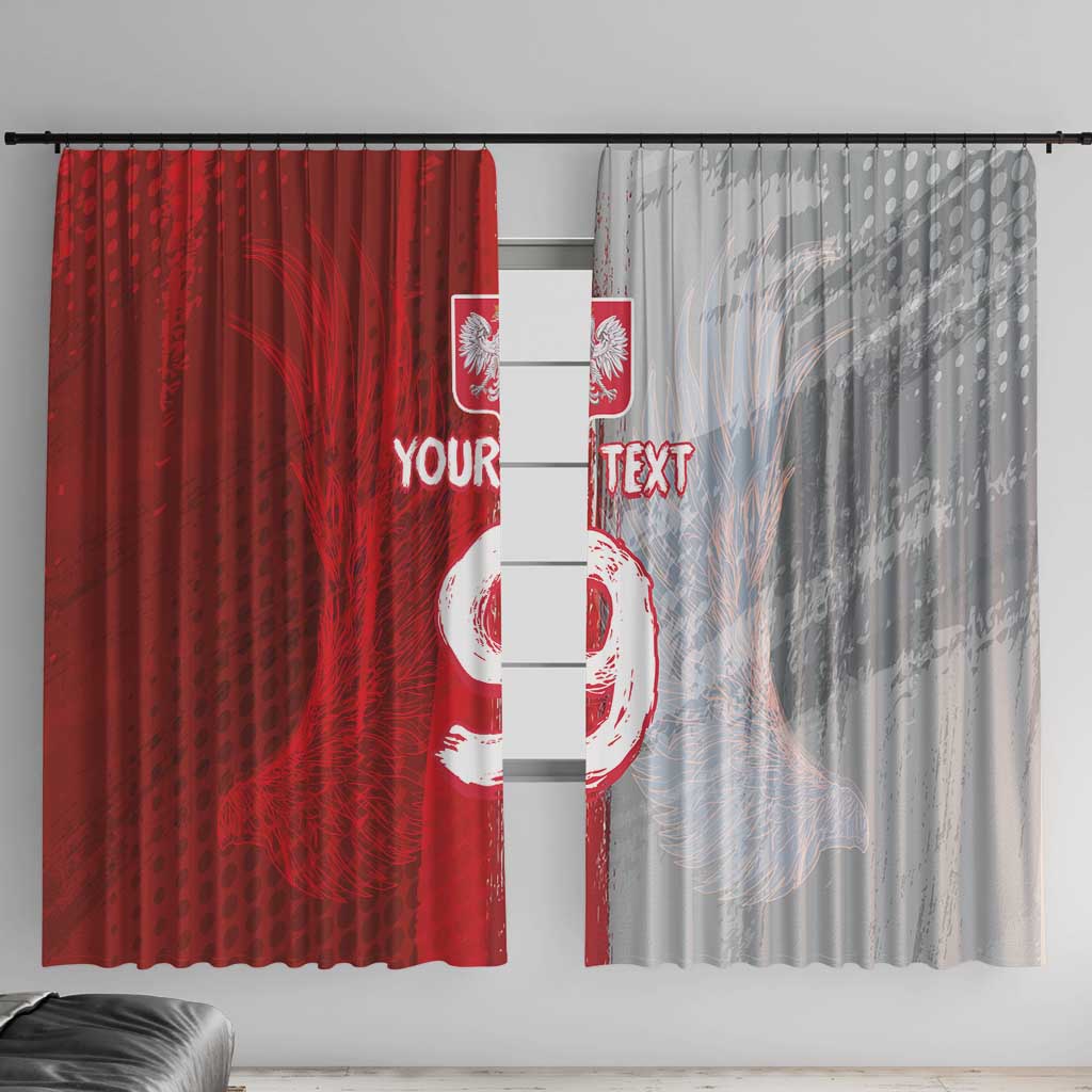 Custom Polish Football Window Curtain Eagle Wings Grunge Sporty Half Style - Wonder Print Shop