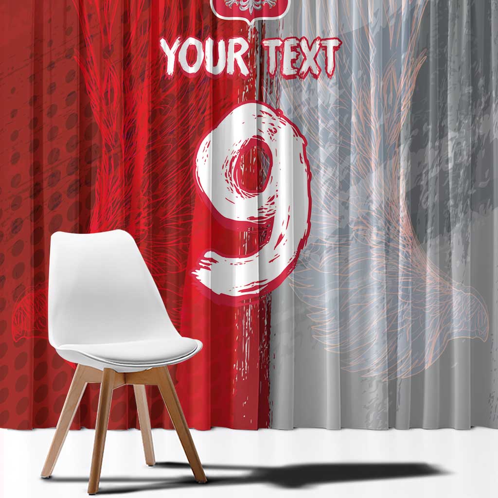 Custom Polish Football Window Curtain Eagle Wings Grunge Sporty Half Style - Wonder Print Shop