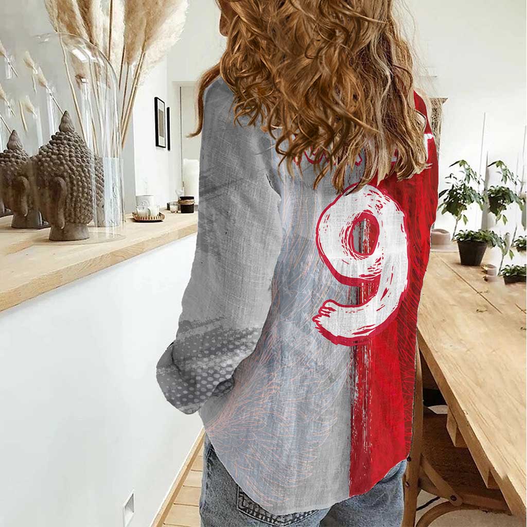 Custom Polish Football Women Casual Shirt Eagle Wings Grunge Sporty Half Style - Wonder Print Shop