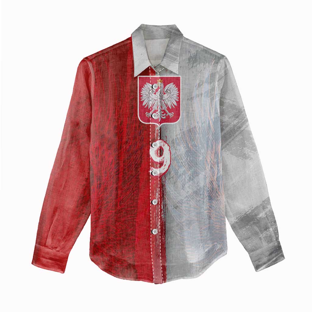 Custom Polish Football Women Casual Shirt Eagle Wings Grunge Sporty Half Style - Wonder Print Shop