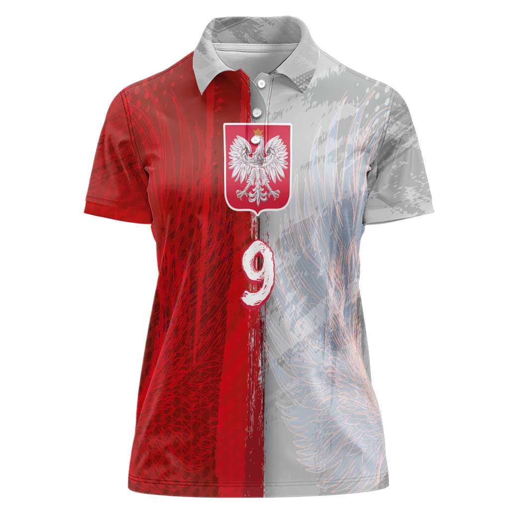 Custom Polish Football Women Polo Shirt Eagle Wings Grunge Sporty Half Style - Wonder Print Shop