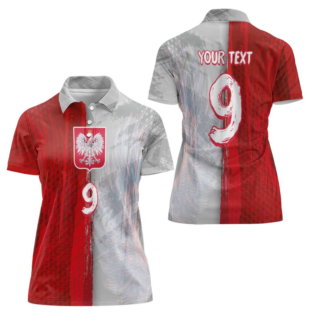 Custom Polish Football Women Polo Shirt Eagle Wings Grunge Sporty Half Style - Wonder Print Shop