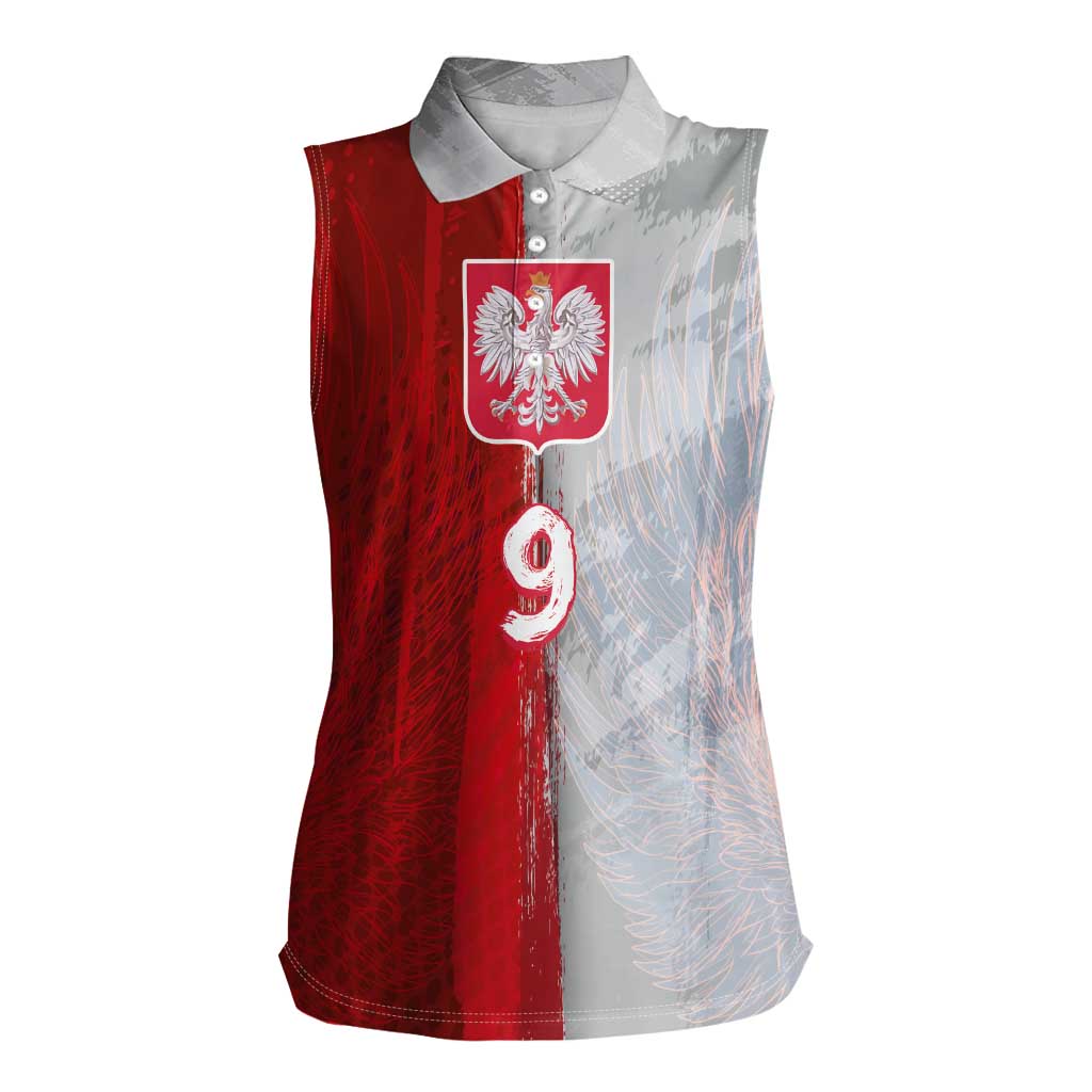 Custom Polish Football Women Sleeveless Polo Shirt Eagle Wings Grunge Sporty Half Style - Wonder Print Shop